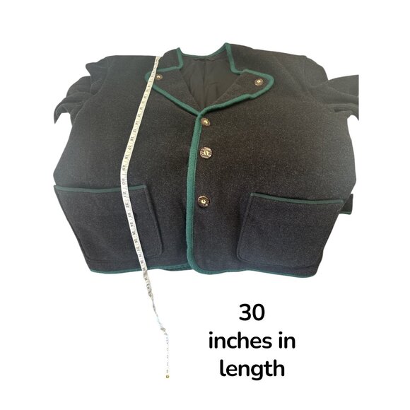 Mister H. by Peter Hahn Black Wool Jacket with Green Trim | Austrian Trachten Bl - Picture 11 of 12